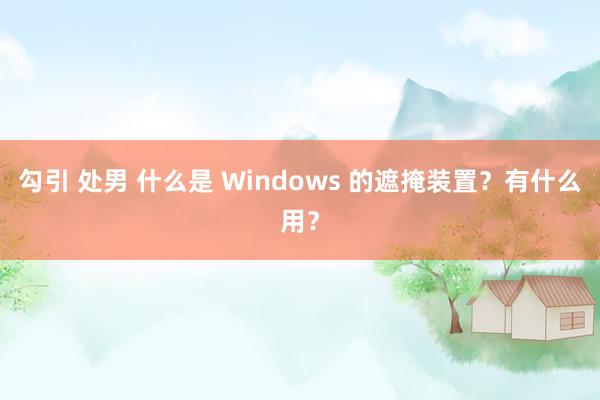 勾引 处男 什么是 Windows 的遮掩装置？有什么用？