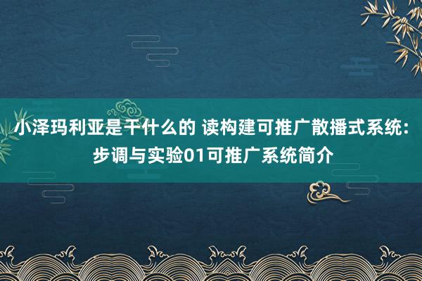 小泽玛利亚是干什么的 读构建可推广散播式系统: 步调与实验01可推广系统简介