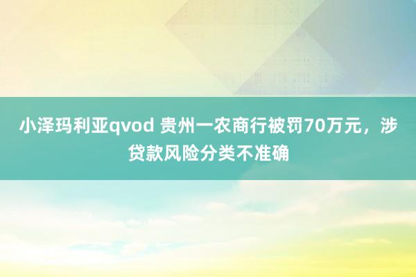 小泽玛利亚qvod 贵州一农商行被罚70万元，涉贷款风险分类不准确