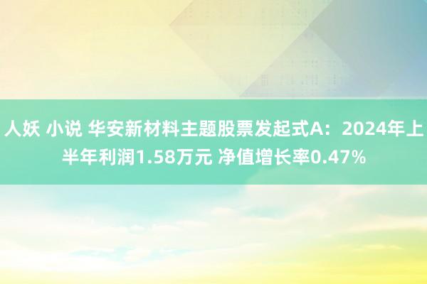 人妖 小说 华安新材料主题股票发起式A：2024年上半年利润1.58万元 净值增长率0.47%