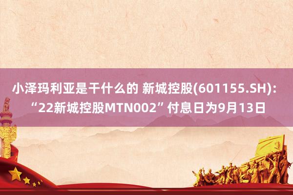 小泽玛利亚是干什么的 新城控股(601155.SH): “22新城控股MTN002”付息日为9月13日