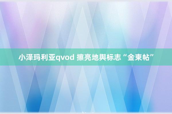 小泽玛利亚qvod 擦亮地舆标志“金柬帖”