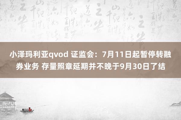 小泽玛利亚qvod 证监会：7月11日起暂停转融券业务 存量照章延期并不晚于9月30日了结