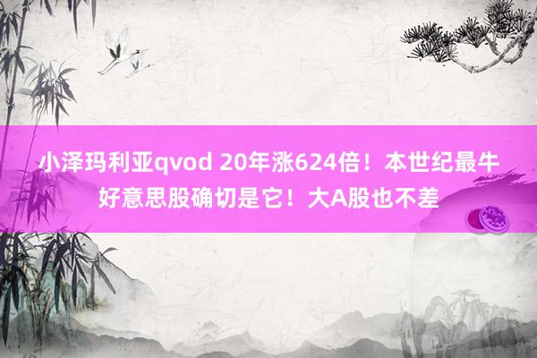 小泽玛利亚qvod 20年涨624倍！本世纪最牛好意思股确切是它！大A股也不差