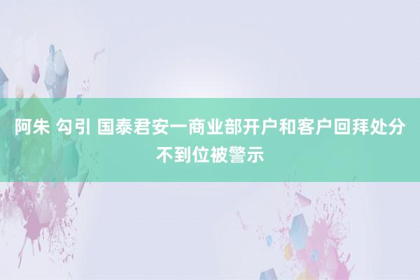 阿朱 勾引 国泰君安一商业部开户和客户回拜处分不到位被警示