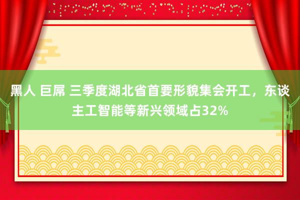 黑人 巨屌 三季度湖北省首要形貌集会开工，东谈主工智能等新兴领域占32%