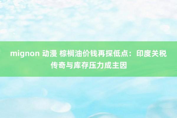 mignon 动漫 棕榈油价钱再探低点：印度关税传奇与库存压力成主因