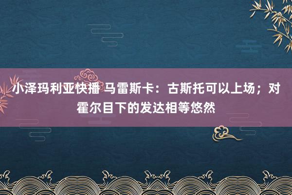 小泽玛利亚快播 马雷斯卡：古斯托可以上场；对霍尔目下的发达相等悠然