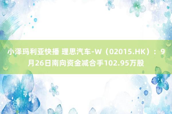 小泽玛利亚快播 理思汽车-W（02015.HK）：9月26日南向资金减合手102.95万股