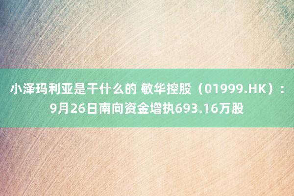 小泽玛利亚是干什么的 敏华控股（01999.HK）：9月26日南向资金增执693.16万股