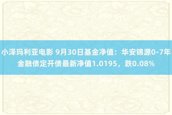 小泽玛利亚电影 9月30日基金净值：华安锦源0-7年金融债定开债最新净值1.0195，跌0.08%