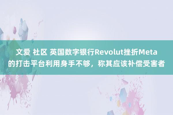 文爱 社区 英国数字银行Revolut挫折Meta的打击平台利用身手不够，称其应该补偿受害者