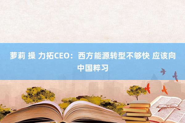 萝莉 操 力拓CEO：西方能源转型不够快 应该向中国粹习