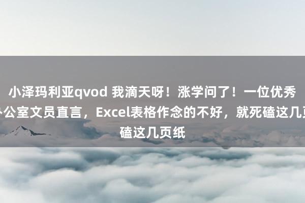 小泽玛利亚qvod 我滴天呀！涨学问了！一位优秀的办公室文员直言，Excel表格作念的不好，就死磕这几页纸