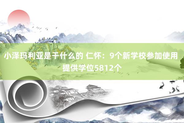 小泽玛利亚是干什么的 仁怀：9个新学校参加使用 提供学位5812个