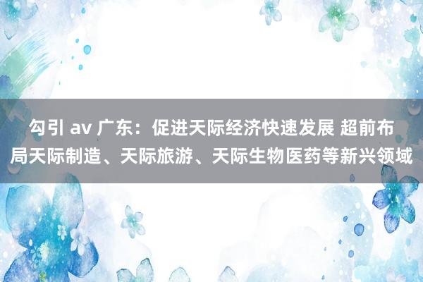 勾引 av 广东：促进天际经济快速发展 超前布局天际制造、天际旅游、天际生物医药等新兴领域