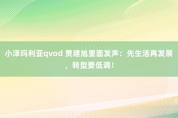 小泽玛利亚qvod 贾建旭里面发声：先生活再发展，转型要低调！