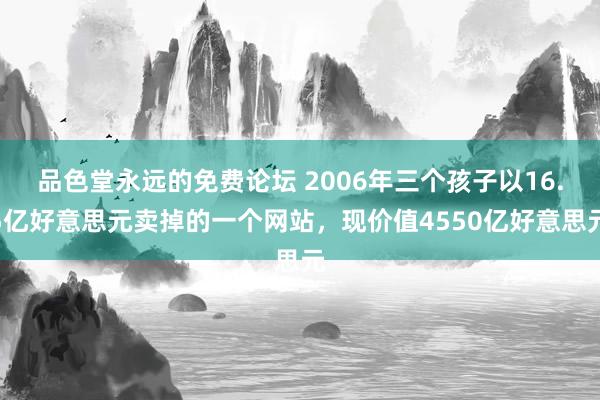 品色堂永远的免费论坛 2006年三个孩子以16.5亿好意思元卖掉的一个网站，现价值4550亿好意思元