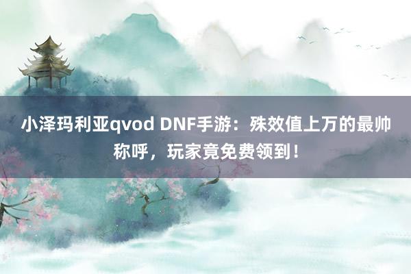 小泽玛利亚qvod DNF手游：殊效值上万的最帅称呼，玩家竟免费领到！