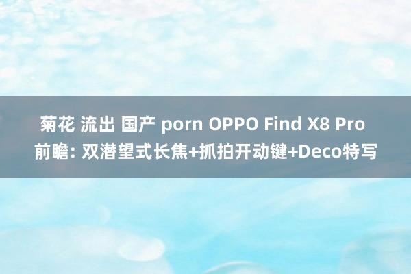 菊花 流出 国产 porn OPPO Find X8 Pro 前瞻: 双潜望式长焦+抓拍开动键+Deco特写