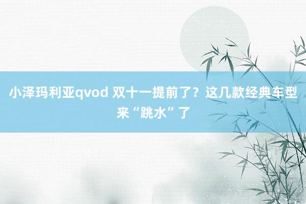 小泽玛利亚qvod 双十一提前了？这几款经典车型来“跳水”了