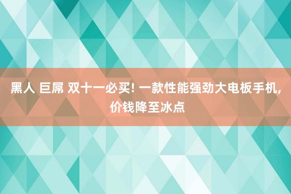 黑人 巨屌 双十一必买! 一款性能强劲大电板手机， 价钱降至冰点