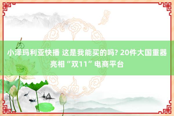 小泽玛利亚快播 这是我能买的吗? 20件大国重器亮相“双11”电商平台