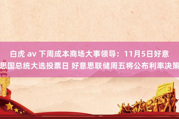 白虎 av 下周成本商场大事领导：11月5日好意思国总统大选投票日 好意思联储周五将公布利率决策