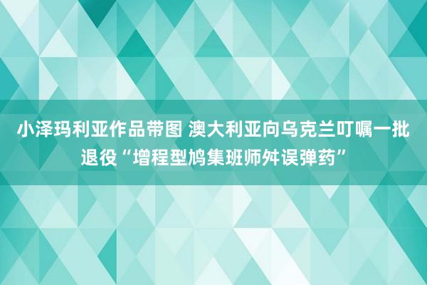 小泽玛利亚作品带图 澳大利亚向乌克兰叮嘱一批退役“增程型鸠集班师舛误弹药”