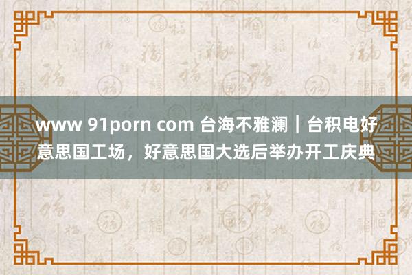 www 91porn com 台海不雅澜｜台积电好意思国工场，好意思国大选后举办开工庆典