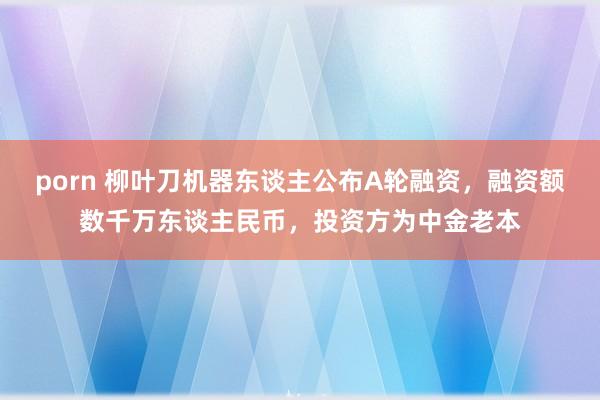 porn 柳叶刀机器东谈主公布A轮融资，融资额数千万东谈主民币，投资方为中金老本