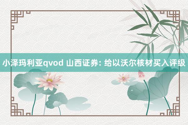 小泽玛利亚qvod 山西证券: 给以沃尔核材买入评级