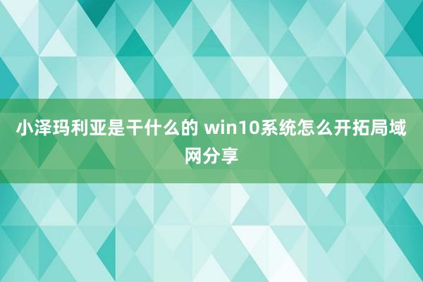 小泽玛利亚是干什么的 win10系统怎么开拓局域网分享