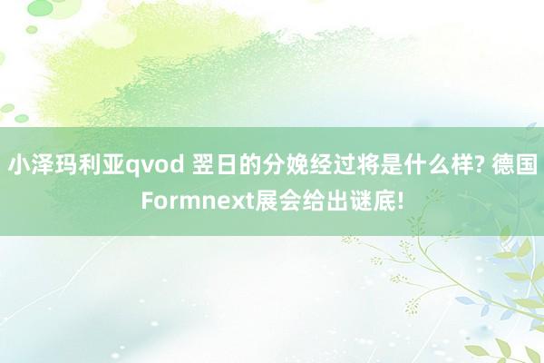 小泽玛利亚qvod 翌日的分娩经过将是什么样? 德国Formnext展会给出谜底!