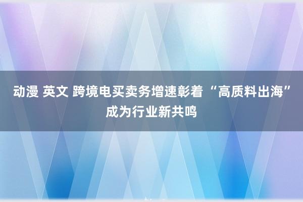 动漫 英文 跨境电买卖务增速彰着 “高质料出海”成为行业新共鸣