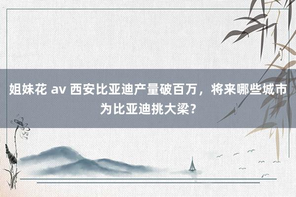 姐妹花 av 西安比亚迪产量破百万，将来哪些城市为比亚迪挑大梁？