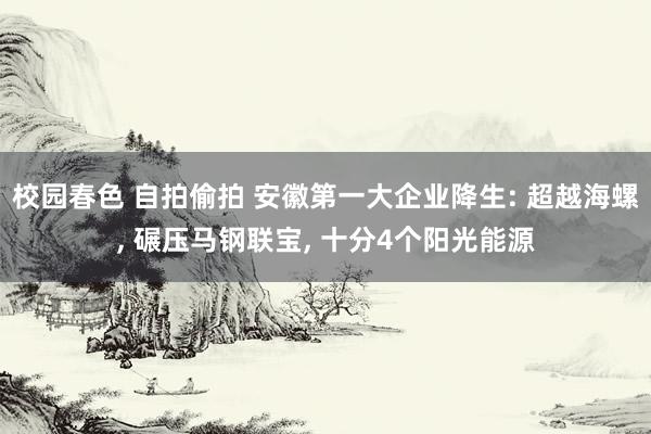 校园春色 自拍偷拍 安徽第一大企业降生: 超越海螺， 碾压马钢联宝， 十分4个阳光能源