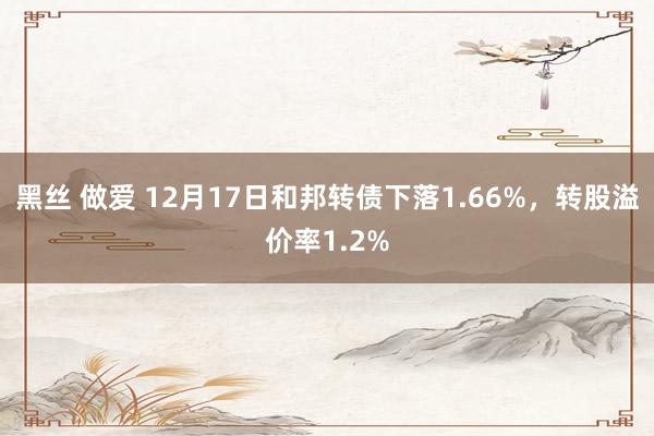 黑丝 做爱 12月17日和邦转债下落1.66%，转股溢价率1.2%