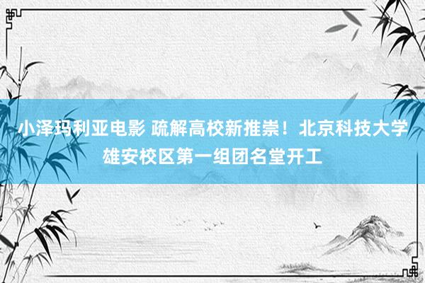 小泽玛利亚电影 疏解高校新推崇！北京科技大学雄安校区第一组团名堂开工