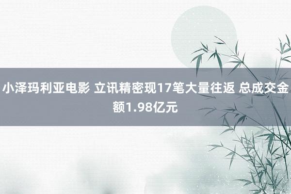 小泽玛利亚电影 立讯精密现17笔大量往返 总成交金额1.98亿元