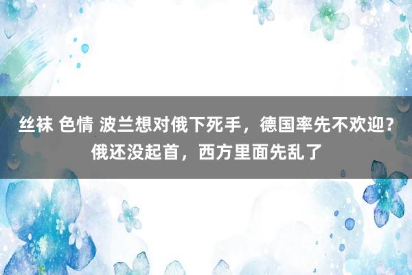 丝袜 色情 波兰想对俄下死手，德国率先不欢迎？俄还没起首，西方里面先乱了