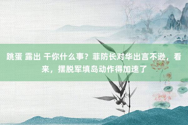 跳蛋 露出 干你什么事？菲防长对华出言不逊，看来，摆脱军填岛动作得加速了