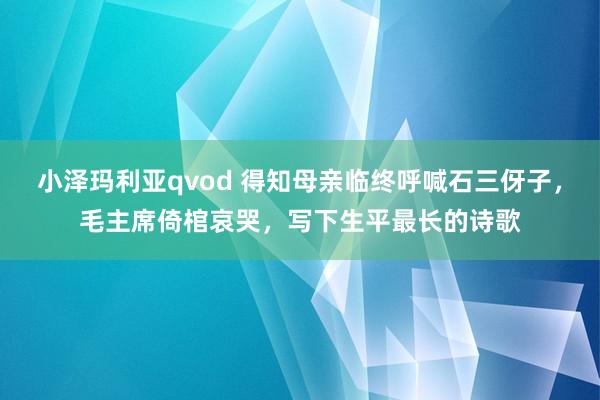 小泽玛利亚qvod 得知母亲临终呼喊石三伢子，毛主席倚棺哀哭，写下生平最长的诗歌