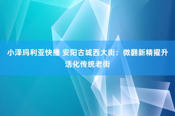 小泽玛利亚快播 安阳古城西大街：微翻新精擢升活化传统老街