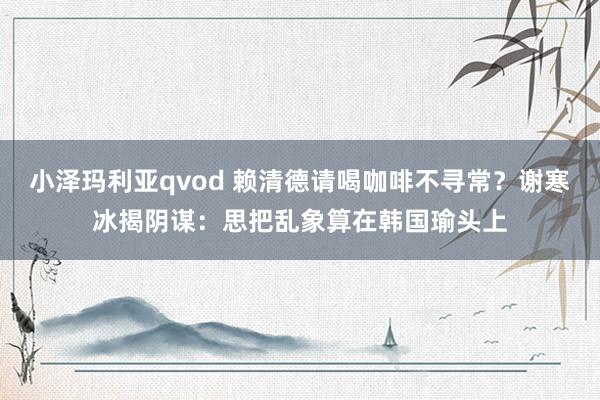 小泽玛利亚qvod 赖清德请喝咖啡不寻常？谢寒冰揭阴谋：思把乱象算在韩国瑜头上