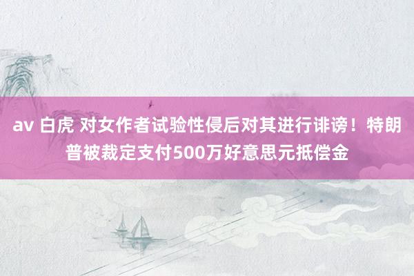 av 白虎 对女作者试验性侵后对其进行诽谤！特朗普被裁定支付500万好意思元抵偿金