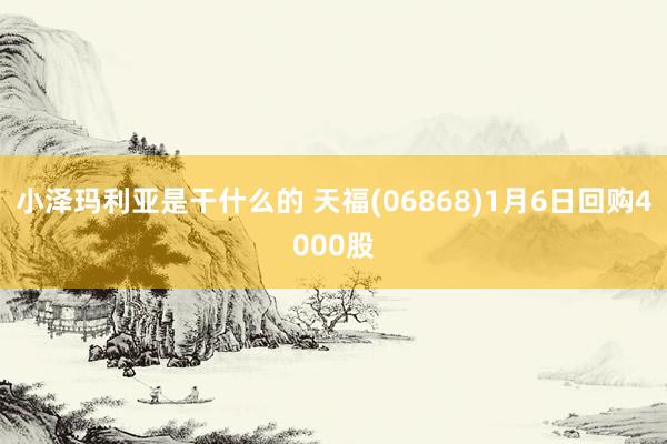 小泽玛利亚是干什么的 天福(06868)1月6日回购4000股