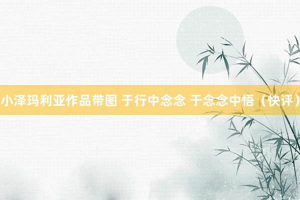 小泽玛利亚作品带图 于行中念念 于念念中悟（快评）