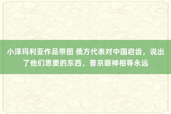 小泽玛利亚作品带图 俄方代表对中国启齿，说出了他们思要的东西，普京眼神相等永远