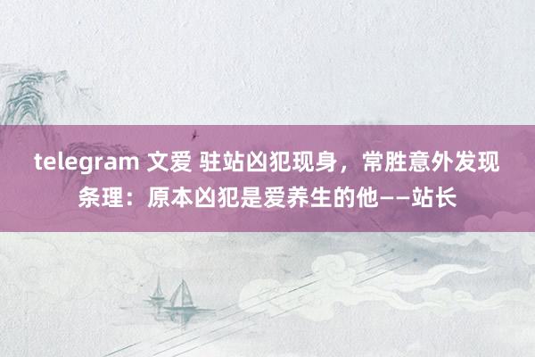 telegram 文爱 驻站凶犯现身，常胜意外发现条理：原本凶犯是爱养生的他——站长